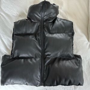 Women's Vegan Leather Puffy Vest